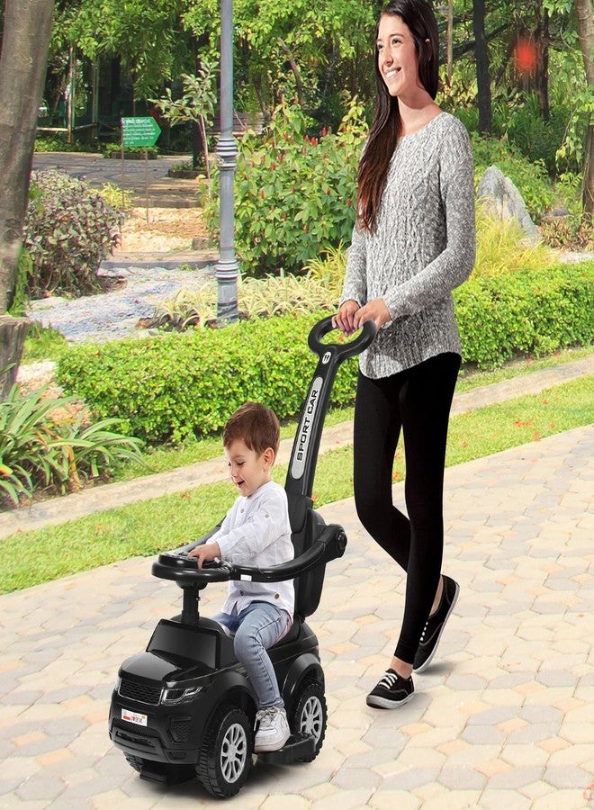 GLACER Push Cars for Toddlers 1-3, 3-in-1 Kids Sliding Car with Detachable Guardrail, Horn, Music, Lights, Storage Box and Anti-Roll Design, Ride on Push Car for Boys Girls (Black) - Image 2